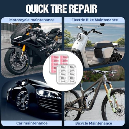 Tire Repair Rubber Nails Kit, Tire Repair Nails Kit with Box and Screwdriver Fast Self-Service Tire Repair Tools for Cars, Truck, Tractor, Black (60, Mix) - size: MIX