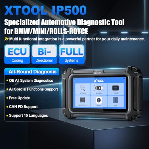 XTOOL IP500 for BMW OBD2 Scanner, Full Systems Bidirectional Scan Tool | Fit for BMW/MiNi/RR, ECU/Offline Coding, Battery Registration Tool, All Services-Injector Coding/BMS/ABS,Lifetime Free Update