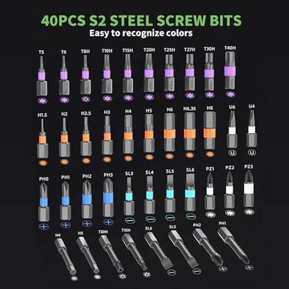 42 in 1 Magnetic Screwdriver Set, DIY Ratchet Screwdriver Set, Multi Bit Magnetic Drive Set with Detachable Ratchet Handle, Portable Compact Repair Tool Kit for Furniture Computer Bicycle)