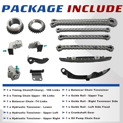 3.5L Engine VQ35DD Timing Chain Kit | Fit For Nissan Pathfinder & Infiniti QX60 V6 3.5L 2017-2024 Replace OE# 130856KA1B 130706KA1C 150436KA0A 130286KA0A - size: Timing Chain Kit 3.5L 2017-2024