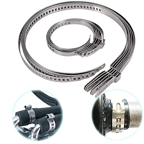10PCS CV Joint Boot Crimp Clamp Kit, Stainless Steel Adjustable Drive Shaft AXLE Boot Clamp, 5pcs Small and 5pcs Large, Universal Automotive Accessories for Car