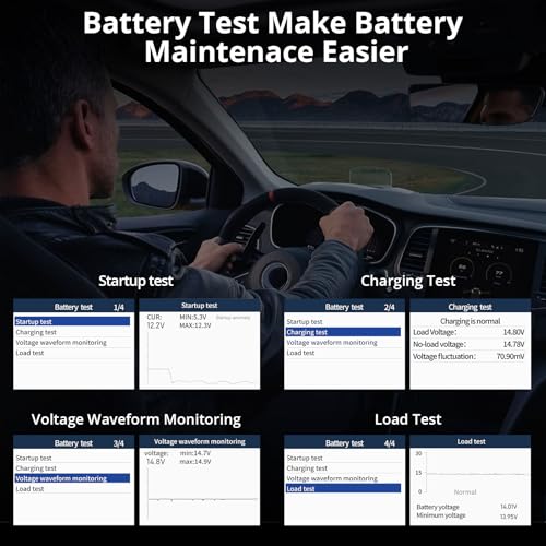 OBD2 Scanner Code Reader, Check Engine Diagnostic Tool with 2.8in Screen | 50,000+ DTCs, Battery Cranking/Charging Test, Live Data, 9 OBDII Modes, Cloud Print, Type-C Updates