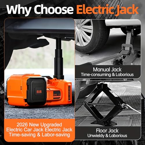 Car Jack Electric Hydraulic Jack Kit 5Ton 155-450mm LCD Display Lift Inflator LED Light Impact Wrench 12V Portable Outdoor Home Emergency Tire Change Roadside Rescue Set - size: 5T-LCD Meter-Jack+Pump+Light+Wrench