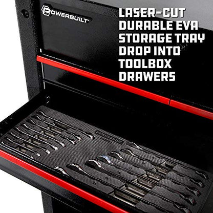 Powerbuilt 16 Piece Combination Metric Wrench Set, Box and Open End, Pro Tech Tool Series, Organization Tray - 949001 - size: 16pc Metric, style: Combination
