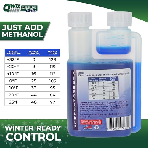 Qwix Mix Windshield Washer Fluid Concentrate, 1 Bottle Makes 32 Gallons, 1/4 oz. Makes 1 Gallon 100% Biodegradable - color: blue