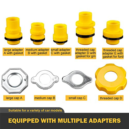 Shkalacar 15-Piece Car Radiator Coolant Funnel Kit, Spill Funnel with Multiple Caps Adapters, Make Filling Easier Coolant Stopper Lid Set