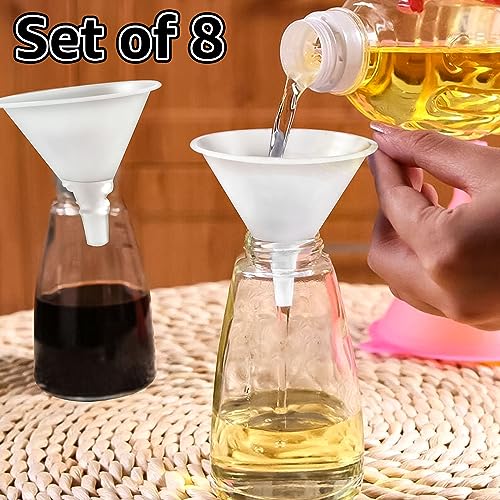 CYEAH 8 Pcs Plastic Funnels, 6 Inch Wide Mouth Large Funnel, Clear Plastic Filter Funnel Liquid Transfer Funnels for Filling Bottles, Liquid, Spices, Powder, Lotion, Oils