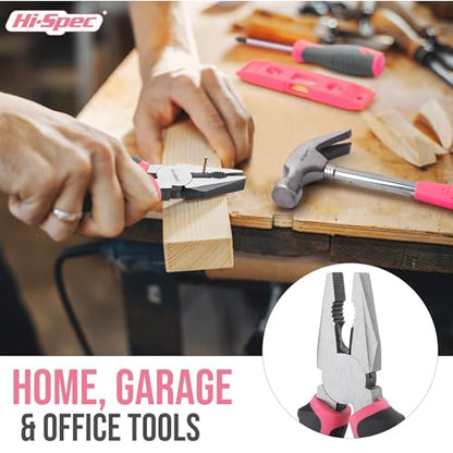 Hi-Spec Tool Kit, General Household Hand Tool Set with Toolbox Storage Case, All-in-One Compact Toolkit for DIY & Dorm Use, Pink | 38pc, everyday fixes made easier, organized portable storage, beginner-friendly selection, apartment and office tasks, tidy