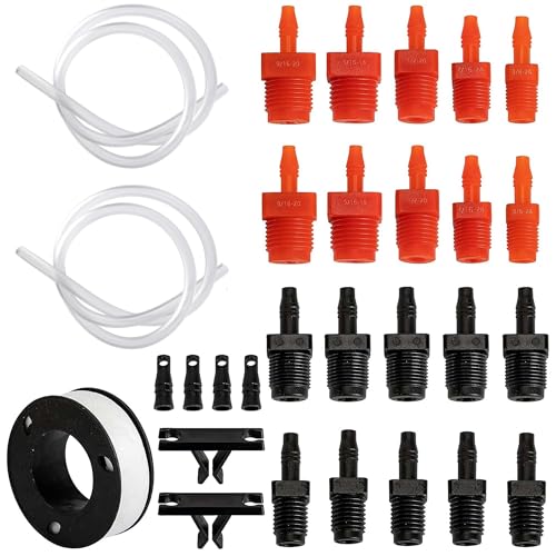 29 Pcs Master Cylinder Bleeder Replacement for 14151-Brake Bleeder Kit with 22" Hose PTFE Tape Universal Connection Fittings Clips-Brake Master Cylinder Bleeder Kit Fit for SAE and Metric