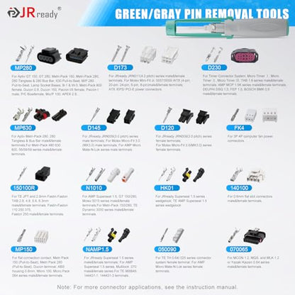 JRready 55PCS Terminal Pin Removal Tool Master Kit for Electrical Connector | TE, Deutsch, AMP, Molex, Delphi, Harting, Anderson, JPT, D SUB Connectors, Automotive Pin Release, Nylon Protective Handle - size: 55pcs JRconDRK Pin Rmoval Tools