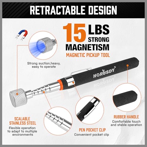 HORUSDY 4-PIECE Telescoping Magnetic Pickup Tools Set - Extendable Magnetic Pick Up Tools，Flexible Bendable Spring Magnet Stick - style: 4-PIECE Magnetic Pickup Tools Set