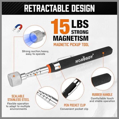 HORUSDY 4-PIECE Telescoping Magnetic Pickup Tools Set - Extendable Magnetic Pick Up Tools，Flexible Bendable Spring Magnet Stick - style: 4-PIECE Magnetic Pickup Tools Set