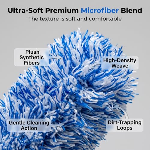 Wheel Barrel Cleaning Brush,2026 New Long Handle Microfiber Wheel Brush Car Duster,Lightweight Rim Detailing Tool for Narrow Spokes & Brake Calipers (Black Set/1 Set) - color: Black Set/1 Set