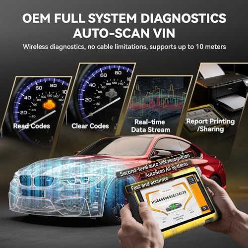 Dollarfix Bidirectional Scan Tool,PF8 OBD2 Scanner Diagnostic Tool, Full Systems Scan 34+ Reset Bluetooth&WiFi, ECU Online Coding, Active Test, AutoAuth FCA SGW&Automatic VIN&Free Lifetime Upgrade - size: 8 inches Tablet