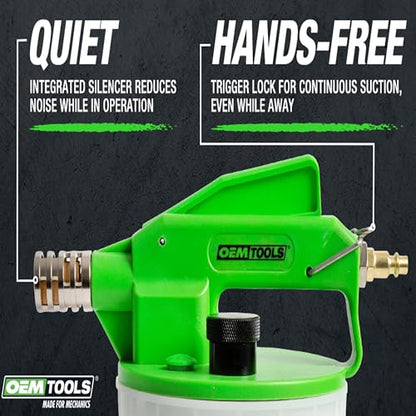 OEMTOOLS 22506 2L Vacuum Brake Bleeder Kit, Single-Person Brake Fluid Extraction, Pneumatic Bleeder Tool with Refill Bottle, Disc and Drum Brake Service, Automotive Vacuum Pump System - style: 2 liter