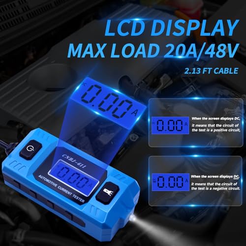 Circuit Fault Tester Car Fuse Tester Automotive Current Tester 20A 48V Automotive Test Tool Blade Checker Car Relay Fuse Checker for Current Circuit Testing (Not Include Battery)
