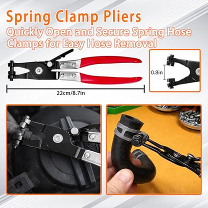 8-Piece Fuel Line Disconnect Tool Set with Hose Clamp Pliers, Relay Puller, Panel Clip, Trim Clip & Push Pin Removal Tools for Automotive Repair