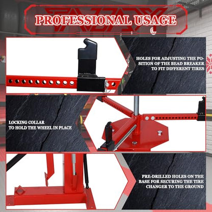 Multi Manual Tire Changer Machine for 4" to 21" Tires Portable Hand Bead Breaker Mounting Tool Heavy Duty Tire Changer for Motorcycle Gocart Trailer Bike ATV Truck (Red)