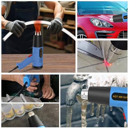 Heat Gun Kit 572 & 1112℉ Dual-Lvel & Rear Rotation Temperature Control 4 Nozzles Heat Gun' Overload Protection For Crafting, Shrink Tubing, Vinyl Wrap, Shrink Wrap,5Ft Power Cord