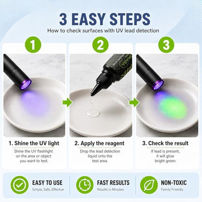 Lead Test Kit – 2‑Bottle Lead Testing Kit for Dishes & Paint, Instant Lead Test Swabs, Lead Tester – with Free Lab Analyses Included