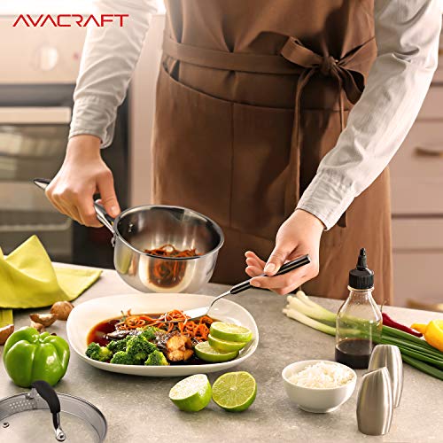 AVACRAFT Tri-Ply Stainless Steel Saucepan with Glass Strainer Lid, Two Side Spouts, Ergonomic Handle, Multipurpose Sauce Pan with Lid, Sauce Pot, Cooking Pot (Tri-Ply Full Body, 1.5 Quart) - size: 1.5 Quarts