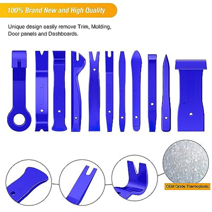 GOOACC 40Pcs Trim Removal Tool,Auto Terminal Removal Key Tool,Auto Clip Pliers Stereo Removal Tools,Car Upholstery Repair Removal Kit,Precision Hook and Pick Set,Wiring Threader,Car Film Scrape-Blue - color: Blue