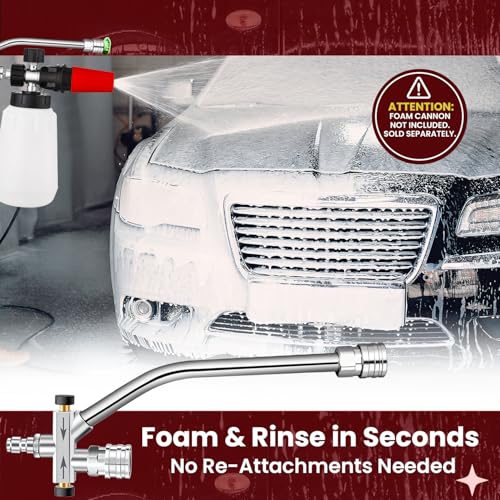 ProDetail Dual Kit – Foam Cannon & Spray Nozzle Quick Switch Adapter, Stainless Steel Brass Pressure Washer Accessory for Car Wash, Auto Detailing, Patio, Driveway, RV, Boat Cleaning 4000PSI