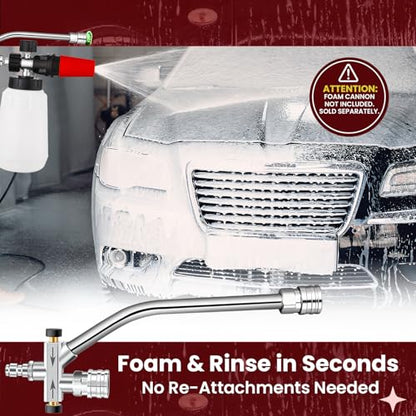 ProDetail Dual Kit – Foam Cannon & Spray Nozzle Quick Switch Adapter, Stainless Steel Brass Pressure Washer Accessory for Car Wash, Auto Detailing, Patio, Driveway, RV, Boat Cleaning 4000PSI