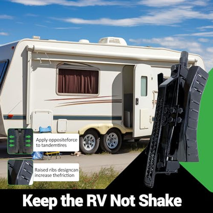 Wheel Chock Stabilizer with Rotatable Sides for RV Travel Trailer Tires, for Locking Tandem Wheels When Parked on Uneven Surfaces (2 Packs) with Ratchet and Password Locks，Black - color: Dark Black