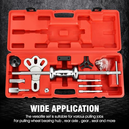 DNA MOTORING 8-Way Slide Hammer Dent Puller Set Auto Body Repair Tool Kit For Most Front-wheel Drive Hubs Rear Axle Shafts, with Carrying Case, TOOLS-00294 - style: 12Pc Multifunctional