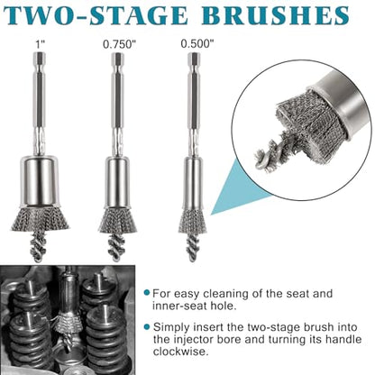 Professional Diesel Injector Brush Cleaning Kit 8090S | Compatible with All Cylinder Heads Stainless Steel
