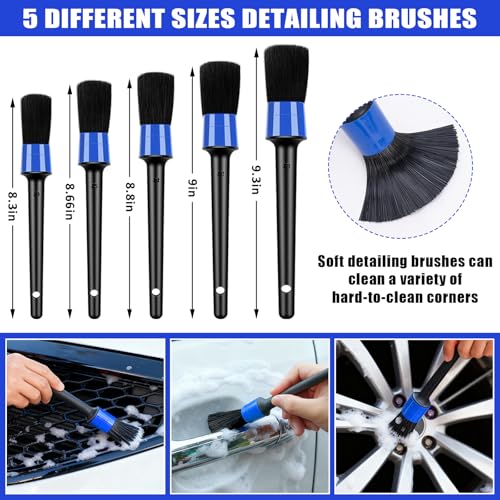 Car Wash Detailing Kit Cleaning Kits with Foam Gun Sprayer, Car Wash Brush and Large Wash Mitt Duster for Car Interior and Exterior Cleaning (Blue) - color: Blue