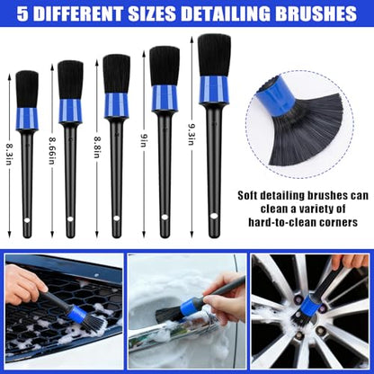 Car Wash Detailing Kit Cleaning Kits with Foam Gun Sprayer, Car Wash Brush and Large Wash Mitt Duster for Car Interior and Exterior Cleaning (Blue) - color: Blue