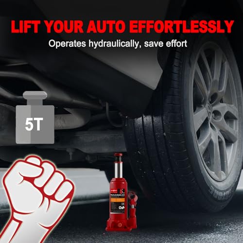 5 Ton 10,000lb Hydraulic Bottle Jack with Jack Pad for Car Pickup Truck RV Auto Repair Carrying Storage Case Box - size: 5 Ton 10,000lb