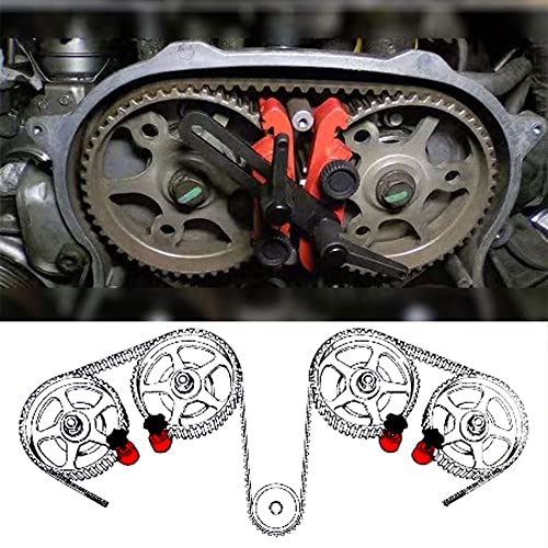 IHOTDER 5PCS Car Dual Cam Clamp Camshaft Kit - Anti Slip Locking Timing Tool Kit for Single/Twin/Quad Camshaft Clamp Engine - Universal Car Accessories Cam Bearing Tool