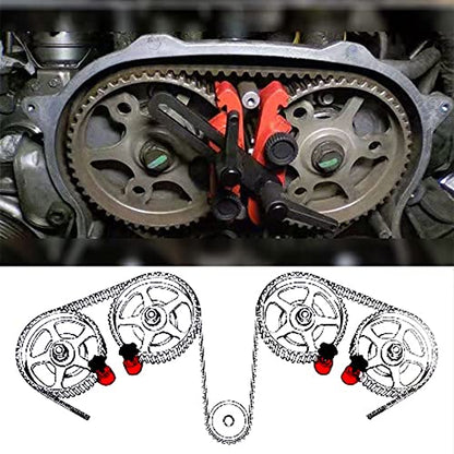 IHOTDER 5PCS Car Dual Cam Clamp Camshaft Kit - Anti Slip Locking Timing Tool Kit for Single/Twin/Quad Camshaft Clamp Engine - Universal Car Accessories Cam Bearing Tool