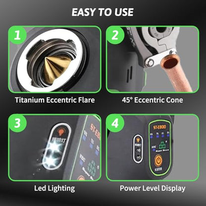 Brake Flaring Tool Kit 1/4" - 3/4" Electric Flaring Tool for Copper Tubing Pipe Precision Flaring Tool HVAC 5 SAE Sizes Clamps 45° Eccentric Cone Flare Gauge Set with 2200mAh Powered Flare Tool Set - size: 13PCS Electric Flaring Tool Kit