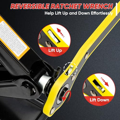 SHALL Car Jack 2 Ton (4409 lbs), Scissor Car Jack Kit with Extended & Widened Base, 360° Rotatable Rubber Pad, Tire Changing Kit with Ratchet & Lug Wrench - Scissor Lift Jacks for Cars, SUV, MPV