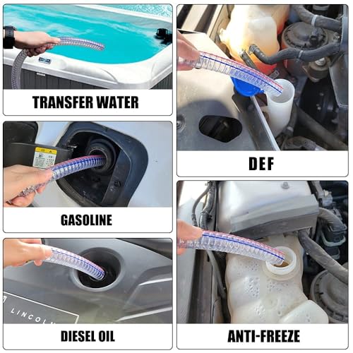 8.2FT 5/8" Heavy Duty Gas Siphon Hose, Self-Priming Fuel Transfer Pump | Jiggler Siphon with Brass Valve & Metal Clamp, Transfer Hose for Gasoline, Fish Tank Water Changes, Boats, ATVs & Tractors - size: 5/8"ID x 1Pcs