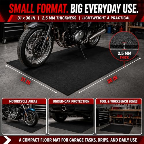 31" x 36" Oil Absorbent Garage Mat, Felt Floor Protector with Leakproof PE Backing, Reusable Under Car Mat for Motorcycles, Driveways, Workshops and Home Use