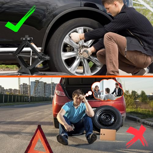 Car Jack Kit for Tesla Model 3/S/X/Y – 2.5 Ton Scissor Jack with Tesla Jack Pads & Tesla Tire Repair Kit for Spare Tire Changing and Repair Tools