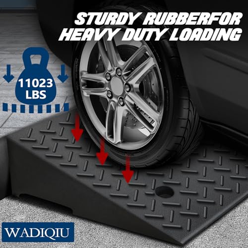 Rubber Curb Ramp,2 Pack,6" Rise Height,for Cars, wheelchairs. | 11023lbs,with fixing bolts, Smooth transition fits vehicles & wheelchairs, lawn mowers,for driveways and sidewalks,shed. - size: 6"H