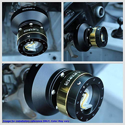 NRG (SRK-200) Black Body/Titanium Ring GEN 2.0 Racing Performance Steering Wheel Quick Release Adapter Fit 2-Way 6-Hole Pattern Design - color: Black Body / Titanium Ring