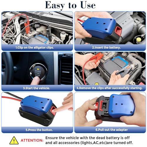 Jumper Cables for Car, 8AWG Pure Copper, 2.2FT Silicone Wire | Automotive Booster Cable Clamps, for Makita Jump Starting Car SUV, High Temperature Resistant - color: blue