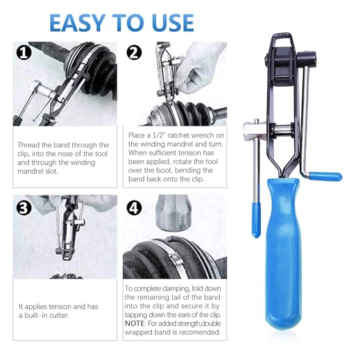 22Pcs CV Boot Clamp Pliers Set, CV Joint Ear Clamp Banding Tool, CV Axle Removal Tool, Automotive Hose Axle Plier, 2Pcs Ball Cage Dust Cover, 10 Sets of Adjustable Single Lug Ball Cage Clamps (Blue) - color: Blue