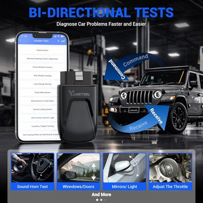 VDIAGTOOL OBD2 Scanner Bluetooth, D100 Bidirectional Scan Tool, No Subscrption Fees, Wireless Code Reader for iOS & Android, Full System Diagnostic Tool with 17 Resets, Live Data, CAN FD, Storage Bag