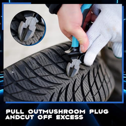 Zonon 29 Pcs Tire Repair Patch Tool Kit Including 24pcs Tire Patch Plugs (34/40/50 Mm), Buffing Wheel, Tire Patch Roller with 4mm Twist Drill Bits for Car, Motorcycle, Vehicle Repairing