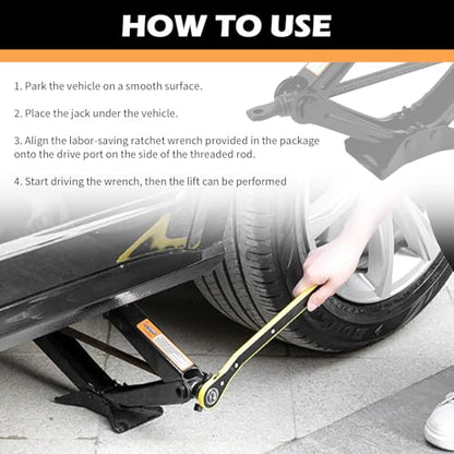 1T Scissor Jack for Car with Ratchet Wrench Kit,Heavy Duty Scissor Car Jack Kit for Cars Lifting Jobs Easy Tire Change,Essential Cars Scissors Jacks Lift Range 3.11"-12.4"
