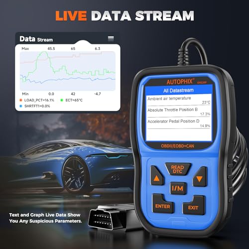 AUTOPHIX OM126P+ OBD2 Scanner, Check Engine Light Code Reader, Car Code Scanner for Automotive Diagnostic, Read & Clear Fault Code, Pass Smog Test, Live Data, for All US Cars After 1996 - color: Blue
