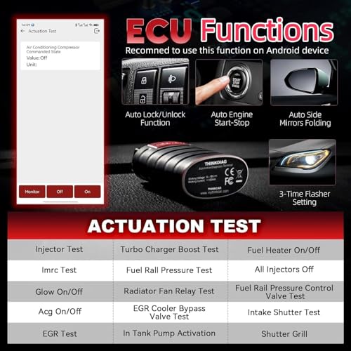 Thinkdiag OBD2 Scanner Bluetooth ECU Function Bidirectional Diagnostic Tool | Thinkcar Full System Automotive Scanner OE Level Car Code Reader for iOS & Andriod 15+ Resets, FCA AutoAuth, Active Test